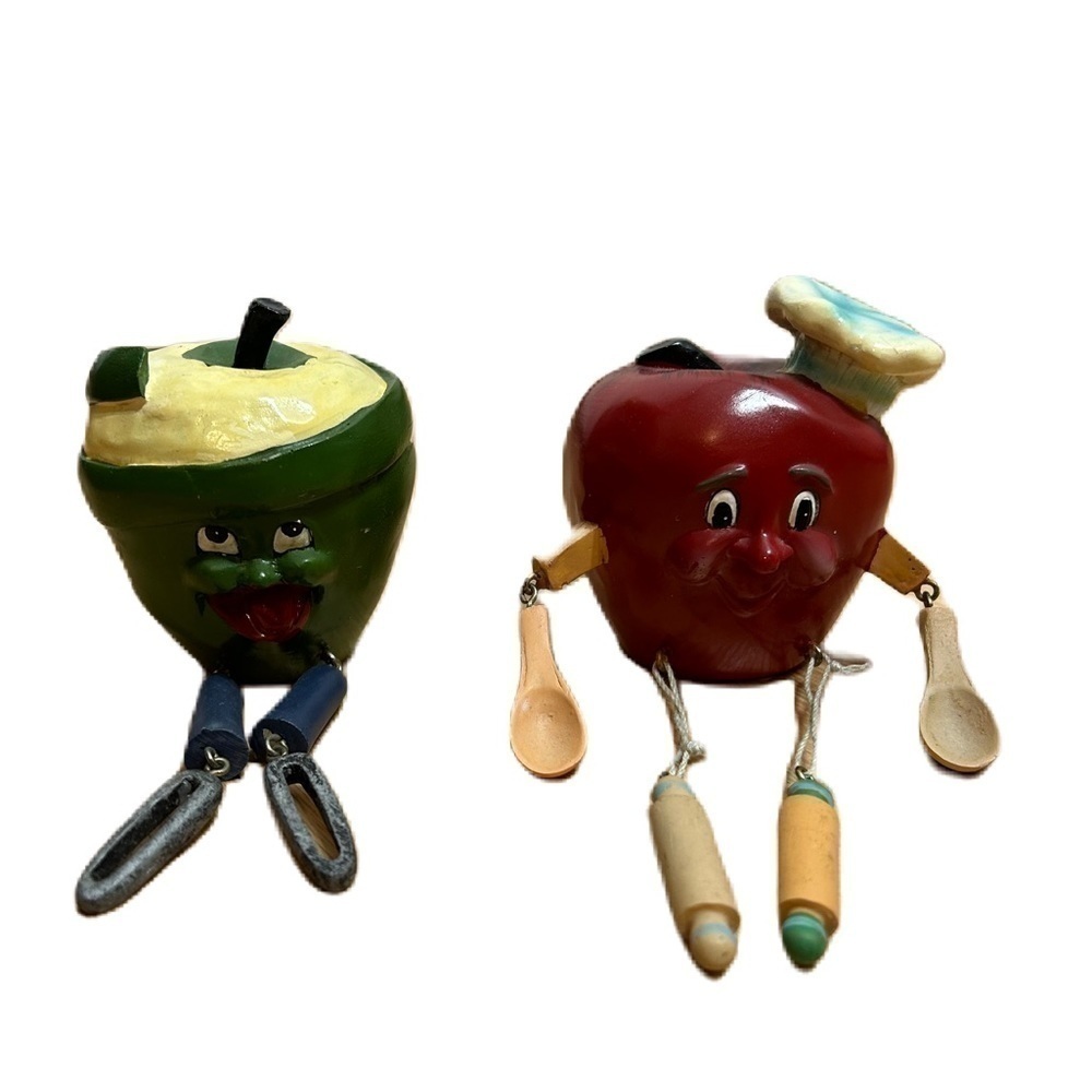Vintage WMG Anthropomorphic Apple Shelf Sitter Bundle Lot Red Green Chef